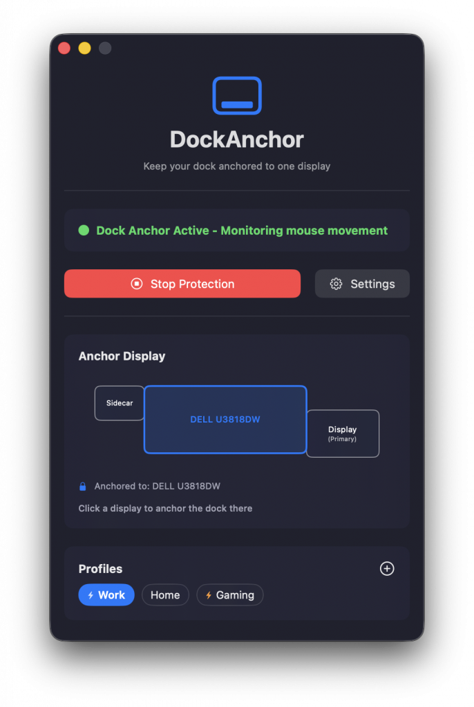 DockAnchor Hauptfenster dark
